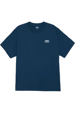 Obey Top, Herre, Blå, S, Bomuld, Øjne Print Bomuld T-shirt Blå