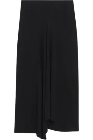 IRO Nederdel, Dame, Sort, M, Tyl, Sort midi-nederdel med asymmetrisk kant