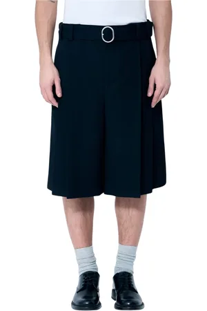 Jil Sander Shorts, Herre, Sort, L, Uld, Uld Twill Plisserede Shorts med Bælte
