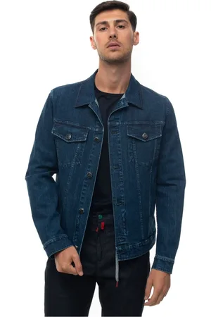 Kiton Jakke, Herre, Blå, L, Denim, Denim Harrington Jakke