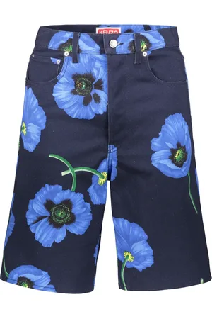 Kenzo Shorts, Herre, Blå, W29, Bomuld, Blomstrede Bermuda Jeans med Metaldetaljer