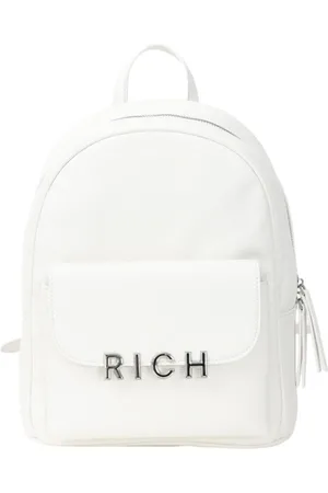 John Richmond Taske, Dame, Hvid, ONE SIZE, Hvid Rygsæk med Gyldent Metal Logo