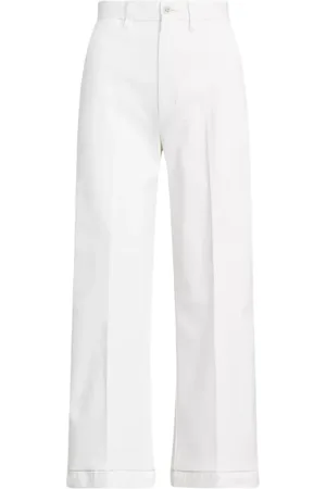 Ralph Lauren Bukser, Dame, Hvid, S, Bomuld, Hvide Wide-Leg Bukser