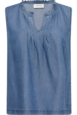 Cream Top, Dame, Blå, M, Denim, Ærmeløs Denim Bluse