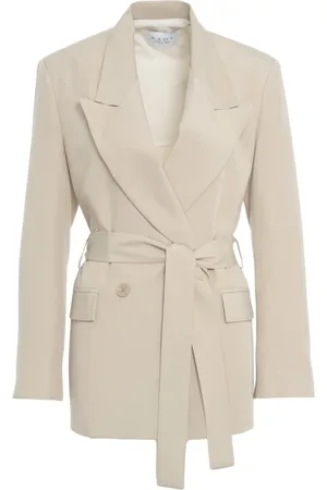 Kaos Jakke, Dame, Grå, M, Uld, Grå Dobbeltbrystet Blazer med Taljebælte