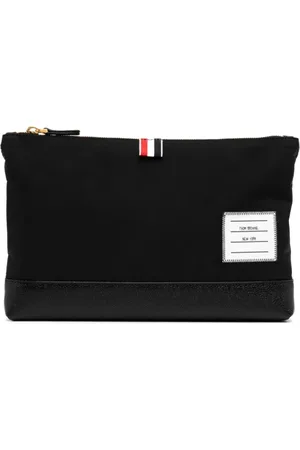 Thom Browne Taske, Herre, Sort, ONE SIZE, Nylon, Sort pung med lynlåslukning foroven