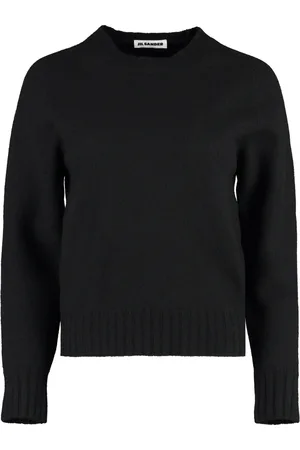 Jil Sander Strik, Dame, Sort, S, Uld, Ribstrikket Uld Sweater
