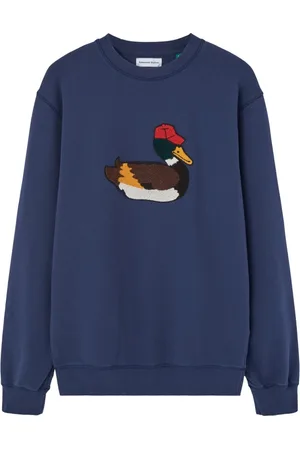 Edmmond Studios Sweathshirts & Hoodies, Herre, Blå, XL, Bomuld, Marineblå Klassisk Duck Hunt Sweater