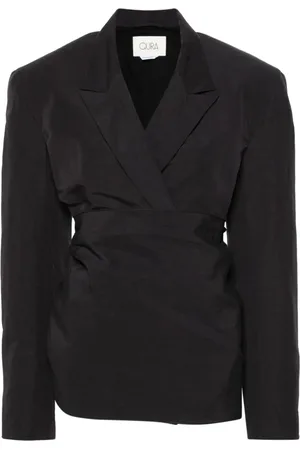 Quira Jakke, Dame, Sort, XL, Bomuld, Japansk Wrap Blazer