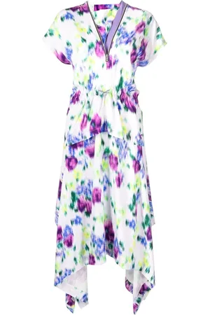 Kenzo Kjole, Dame, Lilla, S, Blomstret Midi Kjole
