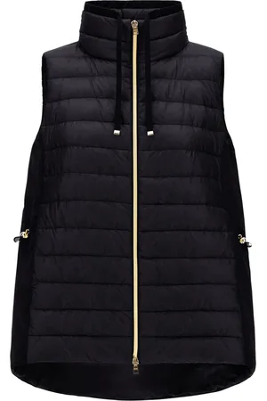 HERNO Jakke, Dame, Sort, L, Nylon, Sort Ultralight Nylon Vest med Stribet Quilting