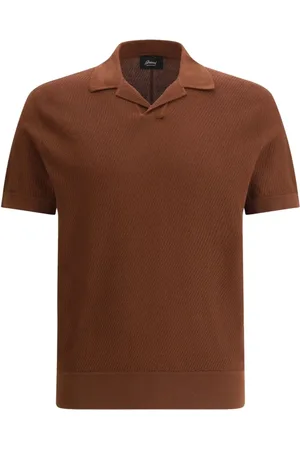 BRIONI Top, Herre, Brun, L, Bomuld, Brun Jacquard Bomuld Kortærmet Polo