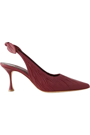 Manolo Blahnik Sko, Dame, Rød, 38 EU, Uld, Stilfulde Bourgogne Hæle med Sløjfe