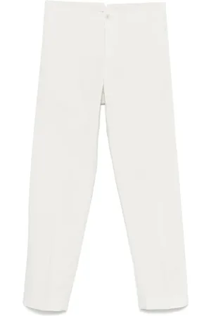 Incotex Bukser, Herre, Hvid, 3XL, Uld, Hvide Bukser, Skjult Lukning, Bæltestropper
