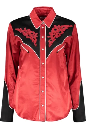 Kenzo Bluser & Skjorter, Dame, Rød, 2XS, Bomuld, Contrast Applique Langærmet Skjorte