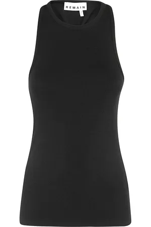 REMAIN Birger Christensen Top, Dame, Sort, XS, Ribbet Knotted Back Top