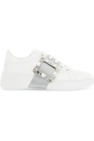 Roger Vivier Sko, Dame, Hvid, 41 EU, Hvide Rhinestone Skate Sneakers