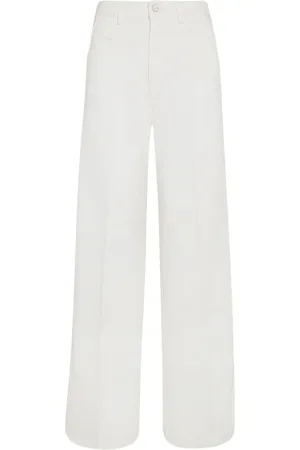 Kiton Jeans, Dame, Hvid, M, Bomuld, Højtaljede Flared Bomuldsjeans