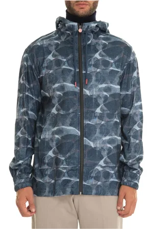Kiton Sweathshirts & Hoodies, Herre, Blå, 2XL, Uld, Camo Print Hættetrøje