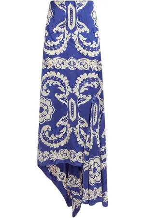 Etro Nederdel, Dame, Blå, S, Blå Blomstret Asymmetrisk Nederdel