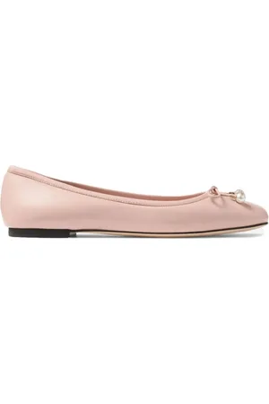 Jimmy Choo Sko, Dame, Lyserød, 38 EU, Uld, Pudderrosa Ballerina Sko med Sløjfe