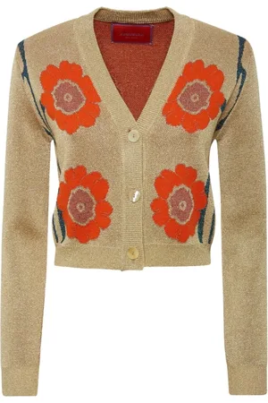 La DoubleJ Strik, Dame, , M, Uld, Shimmery Gold V-Neck Cardigan