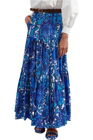 La DoubleJ Nederdel, Dame, Blå, S, Bomuld, Tiered Cotton Skirt