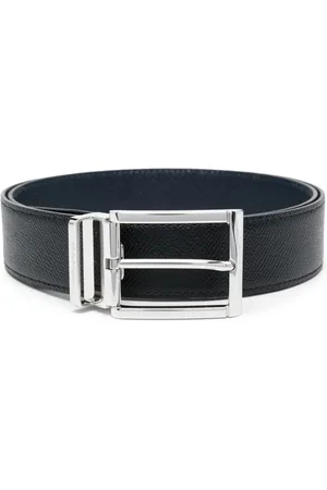Salvatore Ferragamo Tilbehør, Herre, Sort, 110 CM, Læder, Sort Læder Graveret Logo Bælte
