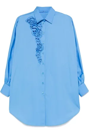 ERMANNO SCERVINO Bluser & Skjorter, Dame, Blå, XS, Uld, Stilfulde Skjorter Kollektion