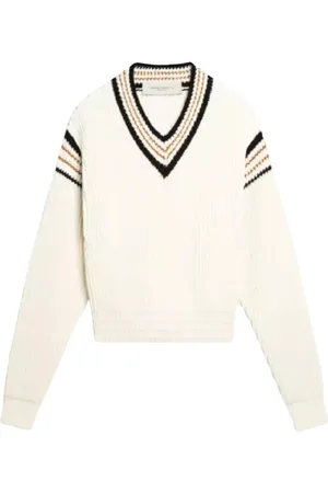 Golden Goose Strik, Dame, , XS, Uld, Stilfuld cremefarvet sweater med striber