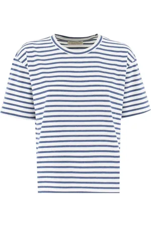 LE TRICOT PERUGIA Top, Dame, Blå, S, Bomuld, Stribet Sommer T-shirt