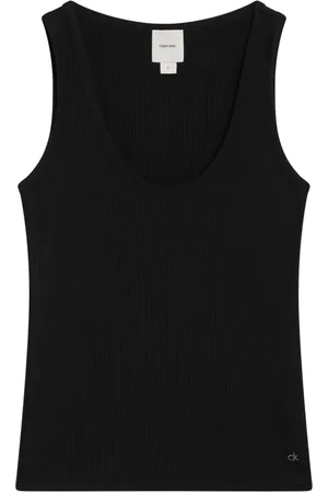 Calvin Klein Top, Dame, Sort, L, Uld, Stilfuld Tank Top til Kvinder