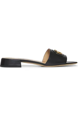 VALENTINO GARAVANI Sko, Dame, Sort, 37 1/2 EU, Læder, Sort læder sandaler med VLogo