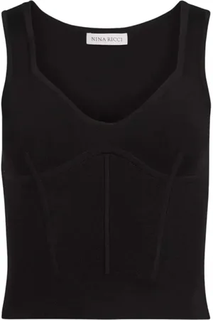 Nina Ricci Top, Dame, Sort, S, Bomuld, Sort Corsage Top med Spaghettistropper