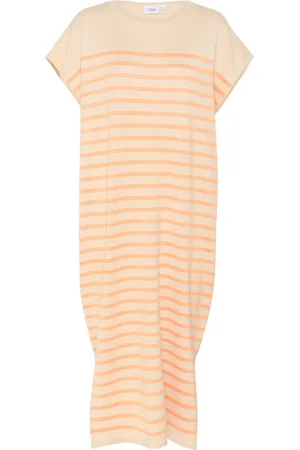 Saint Tropez Kjole, Dame, , XL, Uld, Stribet Kjole Tåge Orange Stribe