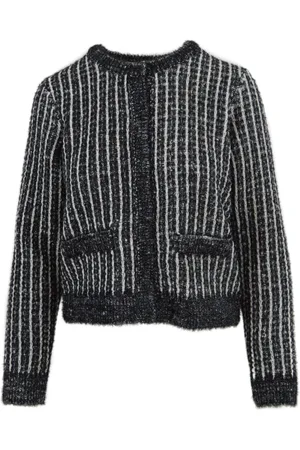 Karl Lagerfeld Strik, Dame, Sort, M, Bomuld, Boucle Strik Cardigan