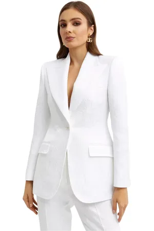 Dolce & Gabbana Jakke, Dame, Hvid, XS, Bomuld, Hvid Tekstureret Blazer