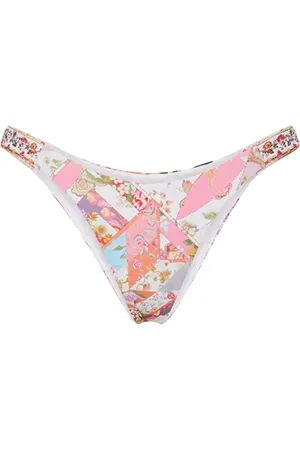 Camilla Badetøj, Dame, Lyserød, L, Hvid Blomstret Bikini Bund Cheeky Cut