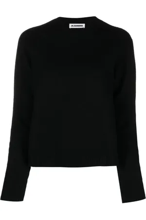 Jil Sander Strik, Dame, Sort, 2XS, Uld, Crew Neck Sweater