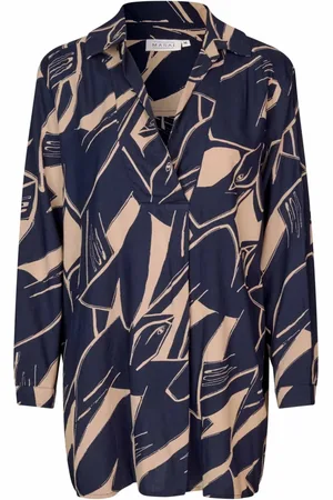 Masai Bluser & Skjorter, Dame, Flerfarvet, S, Abstrakt Print Tunika Navy Blazer