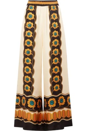 La DoubleJ Bukser, Dame, Flerfarvet, M, Tyl, Flared Silk Palazzo Bukser