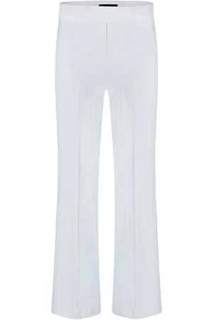Cambio Bukser, Dame, Hvid, 2XL, Uld, Stilfulde Brede Bukser