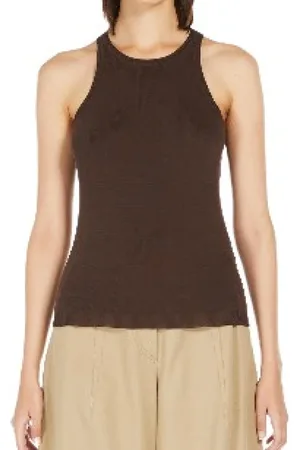 Max Mara Top, Dame, Brun, M, Bomuld, Kaffe Garn Ærmeløs Top