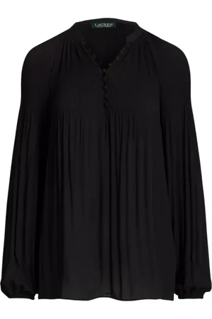 Ralph Lauren Bluser & Skjorter, Dame, Sort, S, Sort plisseret skjortebluse