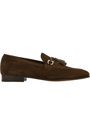 Salvatore Ferragamo Sko, Herre, Brun, 40 EU, Læder, Brun Ruskind Loafer med Gancini Bit