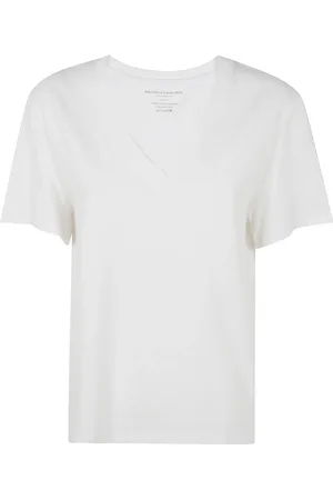 Majestic Top, Dame, Hvid, XL, V-hals sweater med korte ærmer