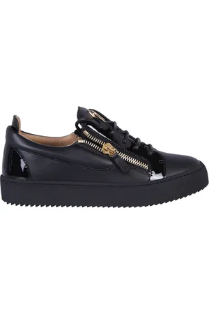 Giuseppe Zanotti Sko, Herre, Sort, 43 EU, Uld, Sorte Sneakers med Guld Detaljer