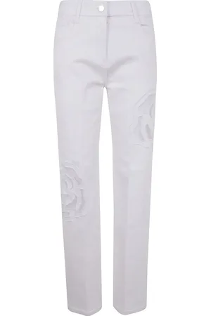 Blugirl Jeans, Dame, Hvid, W26, Hvide Straight Jeans med Logo Patch