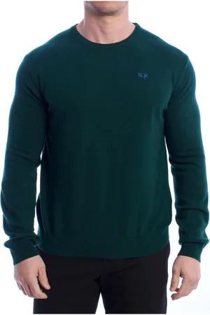La Martina Sweathshirts & Hoodies, Herre, Grøn, M, Uld, Klassisk Rund Hals Uldbluse