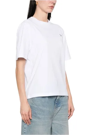 Maison Kitsuné Top, Dame, Hvid, S, Hvid Crew Neck T-shirts og Polos